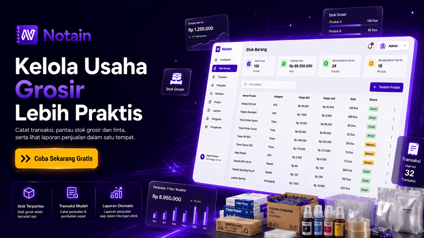 Aplikasi Kasir Untuk Toko Grosir dengan Notain