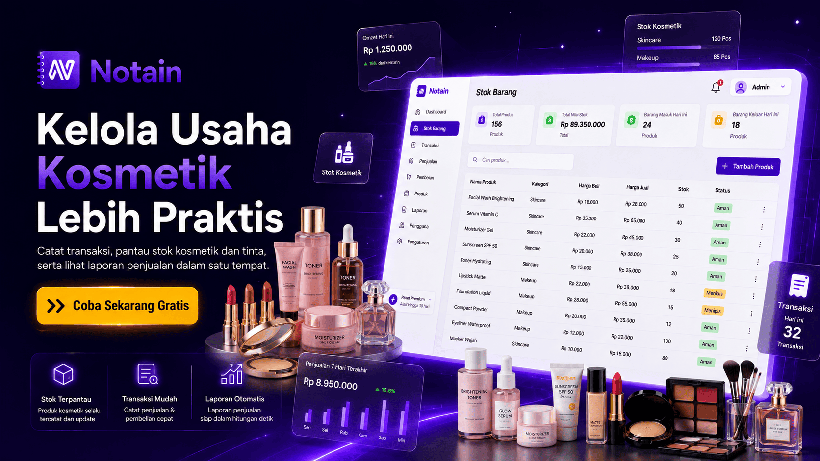 Pemilik Toko Kelola Usaha dengan Notain